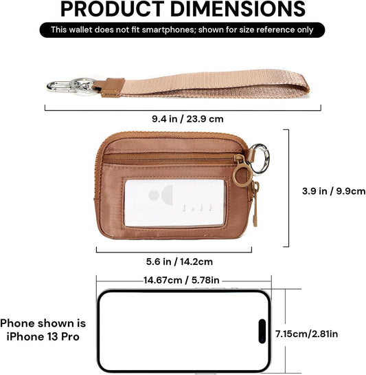 Keychain Wallet Mini Zip Around Wristlet Wallets for Women Detachable Wristlet Portable Coin Purse Small Wallets Brown