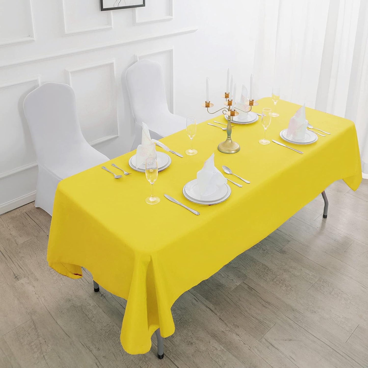 Rectangle Tablecloth 60x120 inch Washable Polyester Fabric Table Cloth for Wedding Party Dining Banquet Decoration(60x120, Yellow)
