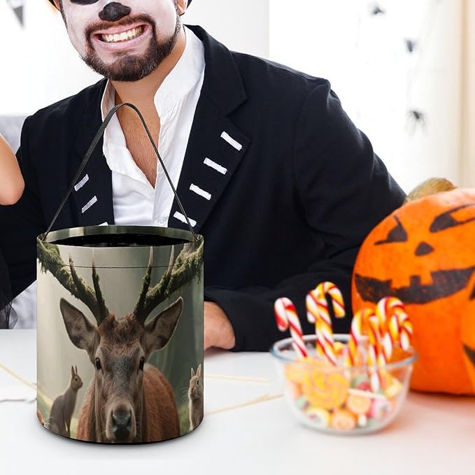 Halloween Candy Bucket - Forest Wildlife Trick Or Treat Candy Bag, Gift Bag for Party Favor Supplies