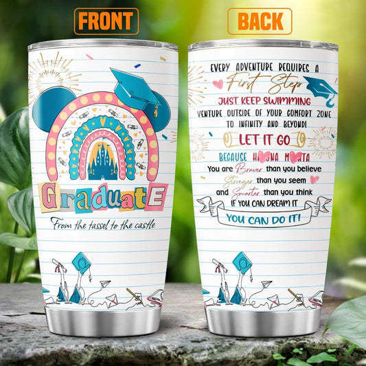 Graduation Gifts, Graduation Tassel Castle, Tumbler 20 Oz With Lid And Straw, Tumblers Of Class