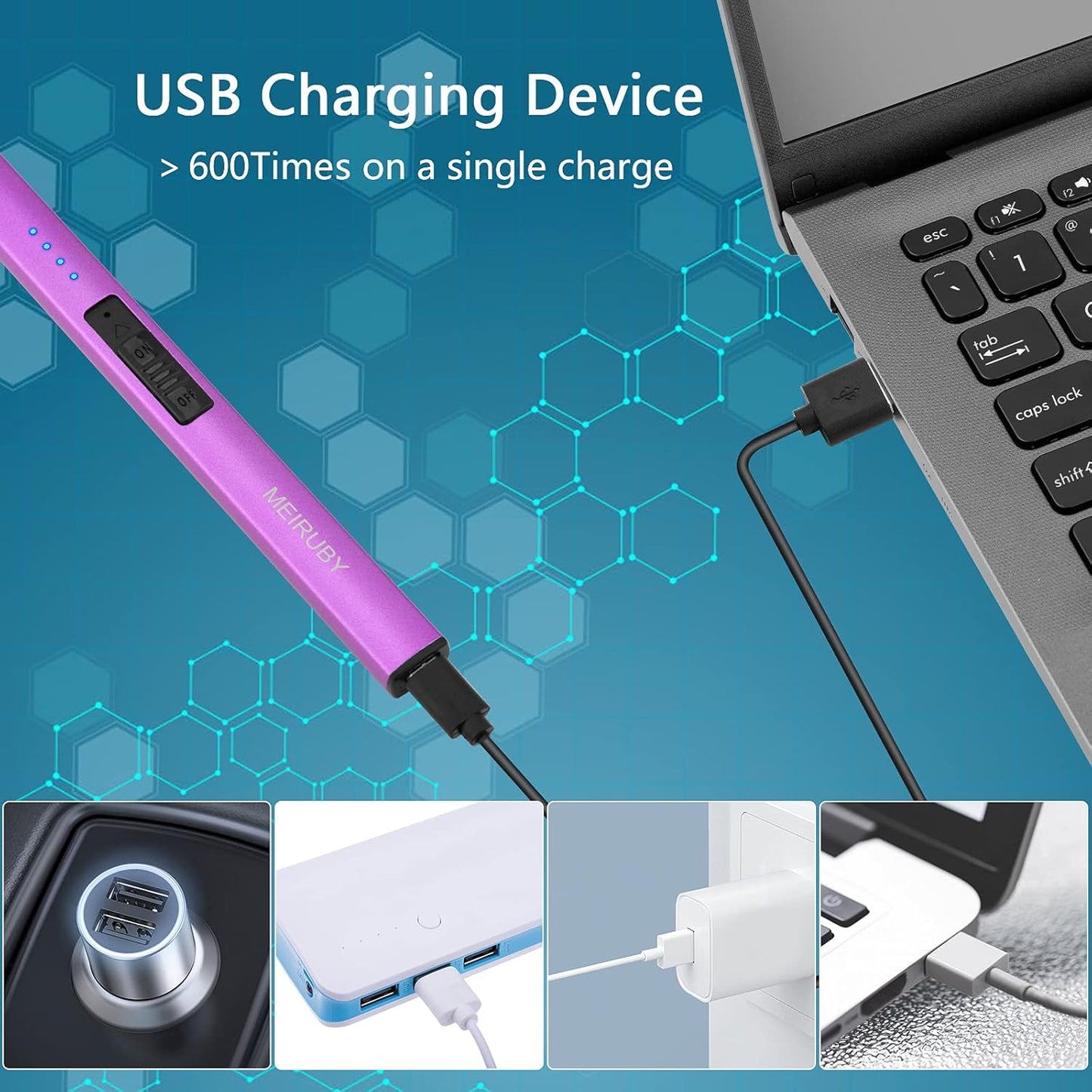 MEIRUBY Electric Candle Lighter, Christmas Stocking Stuffers Gifts for Women Mom Men Wife Sister, USB Arc Rechargeable Windproof Long Lighter for Candle BBQ Housewarming Birthday Gifts Idals