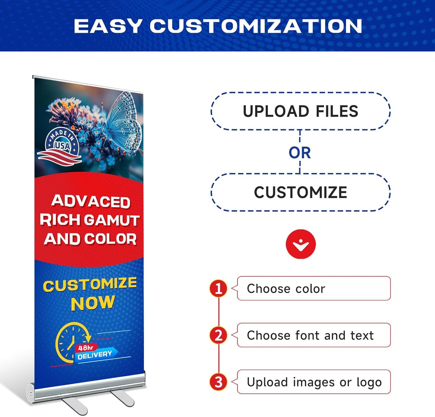 Custom Retractable Banner with Aluminum Stand, Personalized Pop up Banners and Full Color Design with Portable Travel Case for Events, Trade Shows, Advertising, Business, Photo (33"x81")