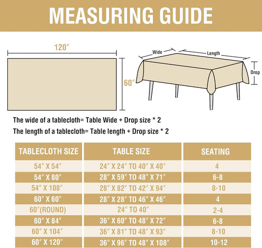 H.VERSAILTEX Linen Table Cloths Rectangle 60 x 120 Inch Premium Tablecloth Spill-Proof Waterproof Table Cover for Dining Buffet Feature Extra Soft and Thick Fabric Wrinkle Free, Natural