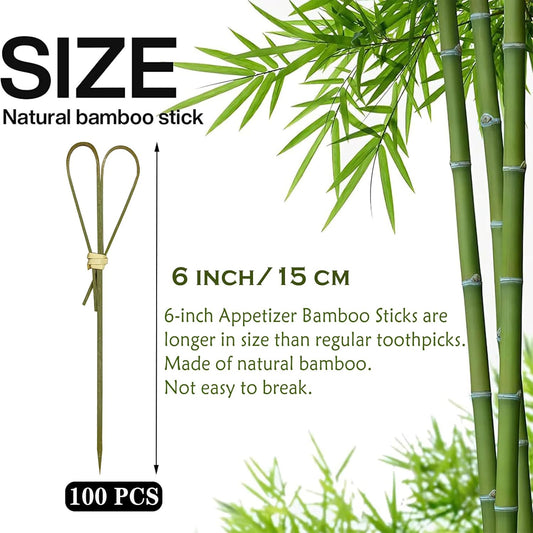 100 Pcs Bamboo Cocktail Picks, Skewers for Appetizers, Charcuterie Accessories, Heart Shaped Bamboo Sticks, Toothpicks for Appetizers Picks, Long Cocktail Toothpicks - Cyan, 6 Inch