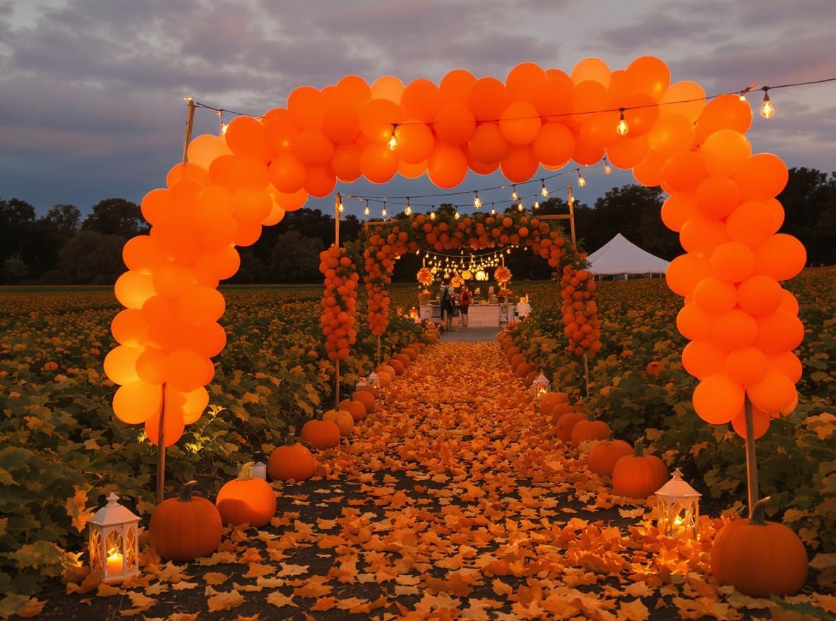 50 Pack 12 Inch Pumpkin Orange Latex Balloons for Halloween Party Decorations, Thick Premium Balloons for Fall Harvest, Birthday, Trunk‑or‑Treat, Arch & Garland, Air or Helium
