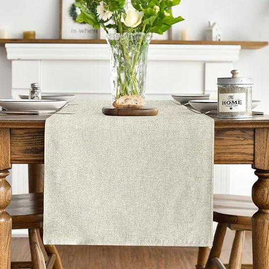 Artoid Mode Beige Table Runner, Seasonal Summer Fall Washable Kitchen Dining Table Decoration for Home Party Decor 13x120 Inch