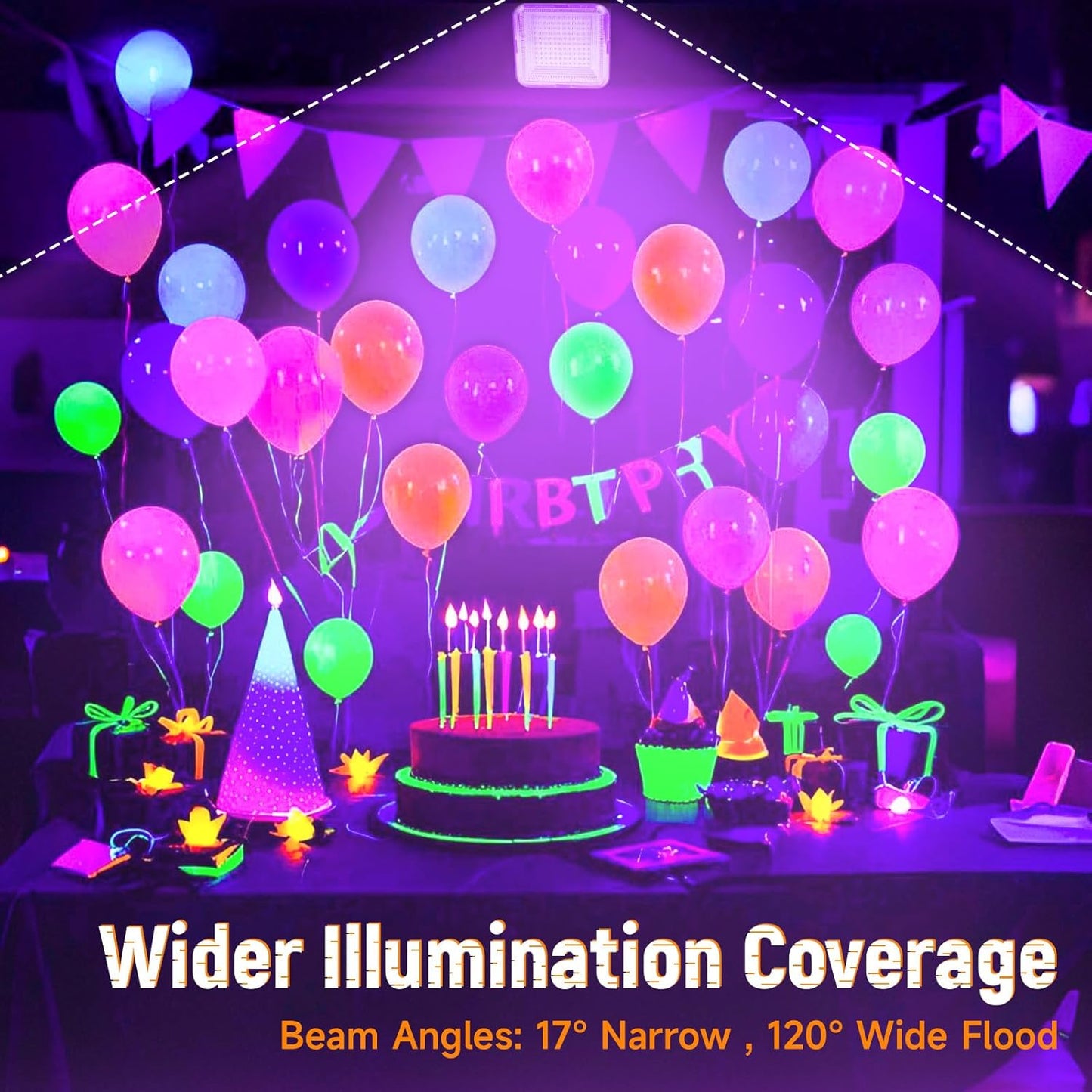 LED Black Ligh,Rechargeable 5000mAh 120 UV led, IP65 Waterproof & Magnetic, Long Runtime Ultraviolet Light for Neon Glow Party, Halloween, UV Posters, Body Paint, Fluorescent Art