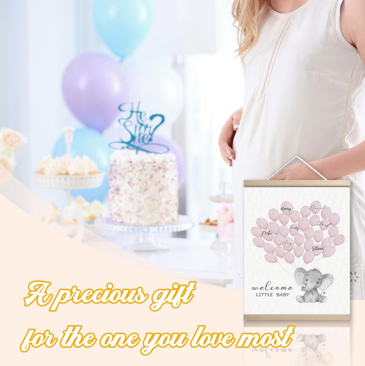 Baby Shower Guest Book Alternatives for Girl, Elephant Baby Shower Decorations, Baby Book Keepsake Party Favors, Wall Sign Centerpieces