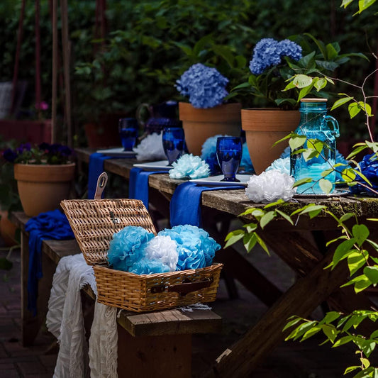 Tissue Paper Pom Poms - Blue Party Decorations for Birthdays, Weddings, Baby Showers and Special Occasions (20pcs, Blue Navy Assortment, Assorted Sizes)