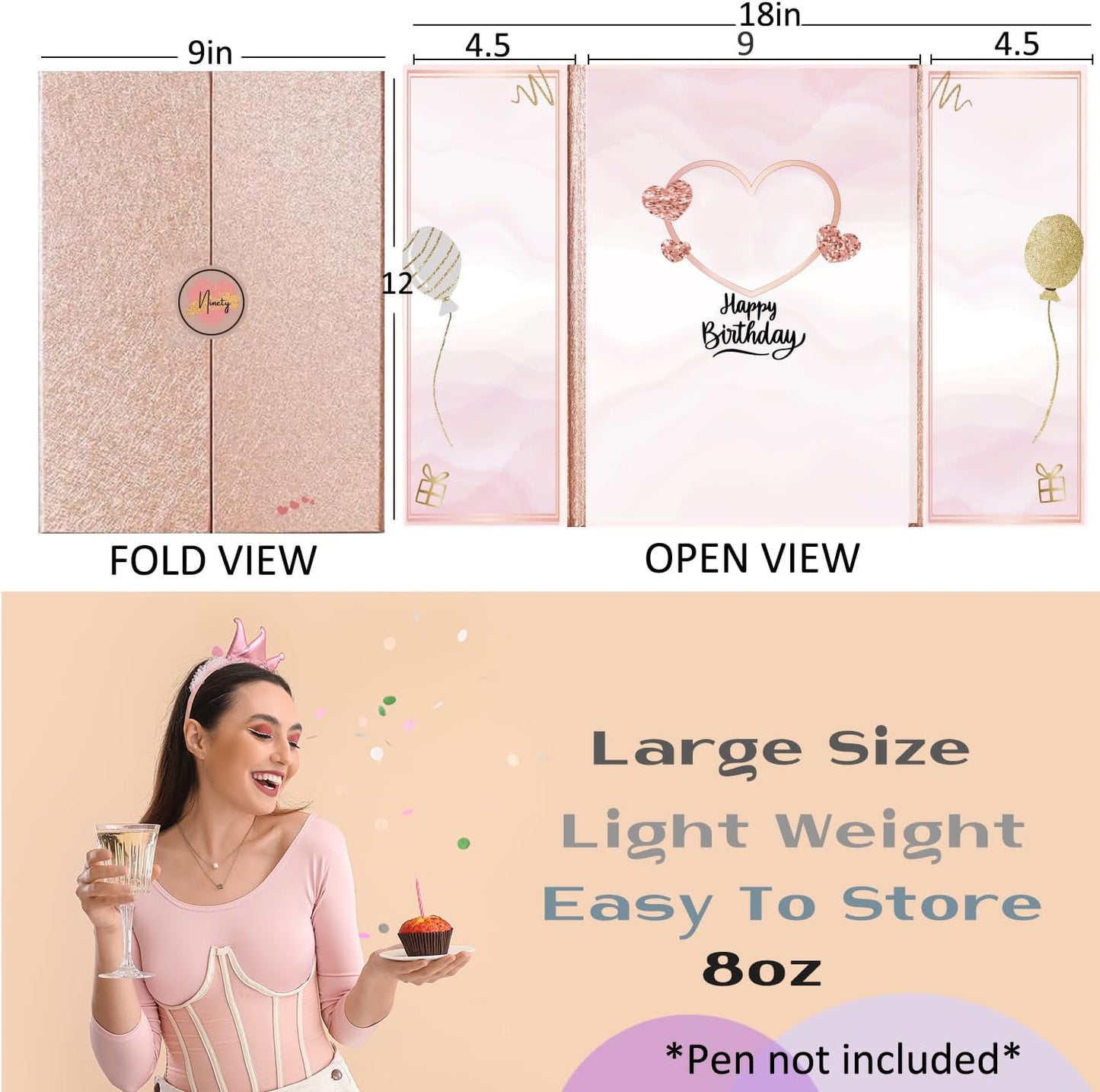 Rose Gold 70th Guestbook Happy Birthday Decorations for Women - Expands from 9x12 to 18x12 inches - Elegant Foil & Gold Print - 70 Guest Book Party Gifts, Keepsake Signature Book - Pen Not Included