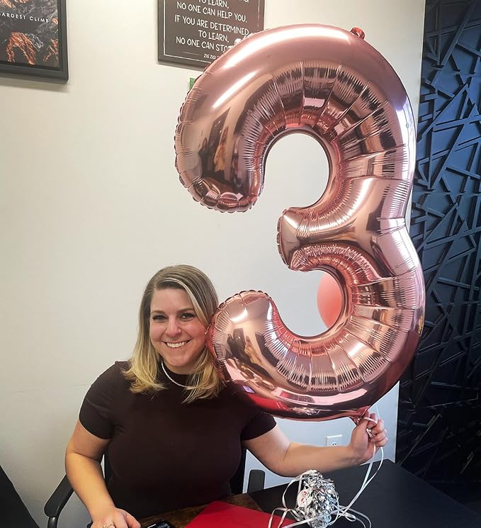Rose Gold Number 8 Balloon 40 Inch, 8th Birthday Party Decorations for Children, Giant 8 Foil Balloon for Party Supplies