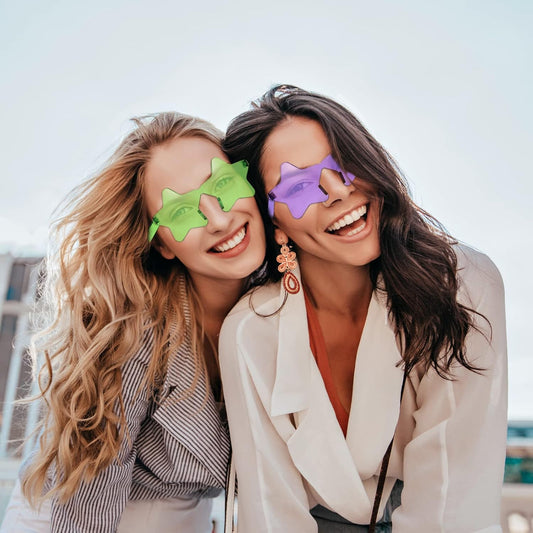 10/20 Pack Star/Heart Shape/Round/Butterfly/Cat Eye/Rectangle/Fire Rimless Tinted Party Sunglasses Color Glasses