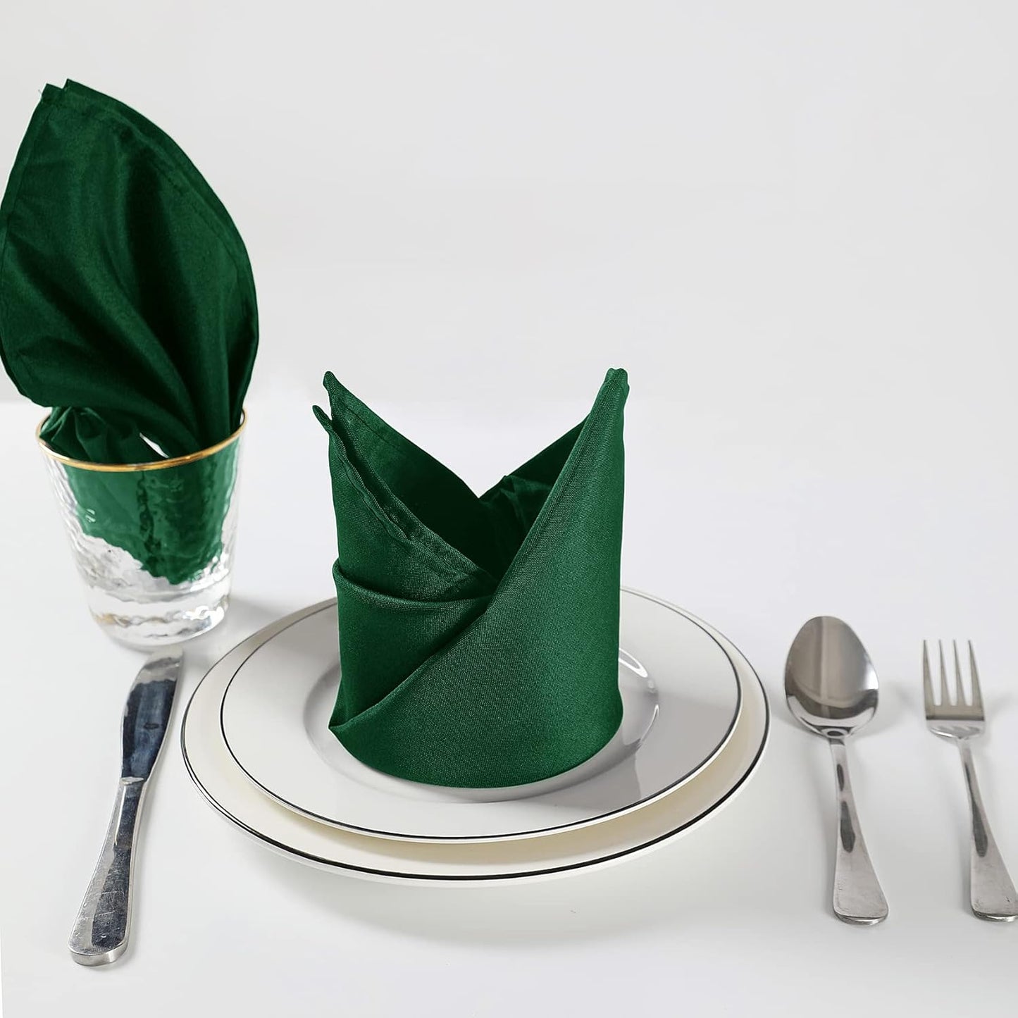 Cloth Napkins 20x20 inch Washable Polyester Dinner Napkins Soft Table Napkins for Wedding Party Dining Banquet(Hunter,25PCS)
