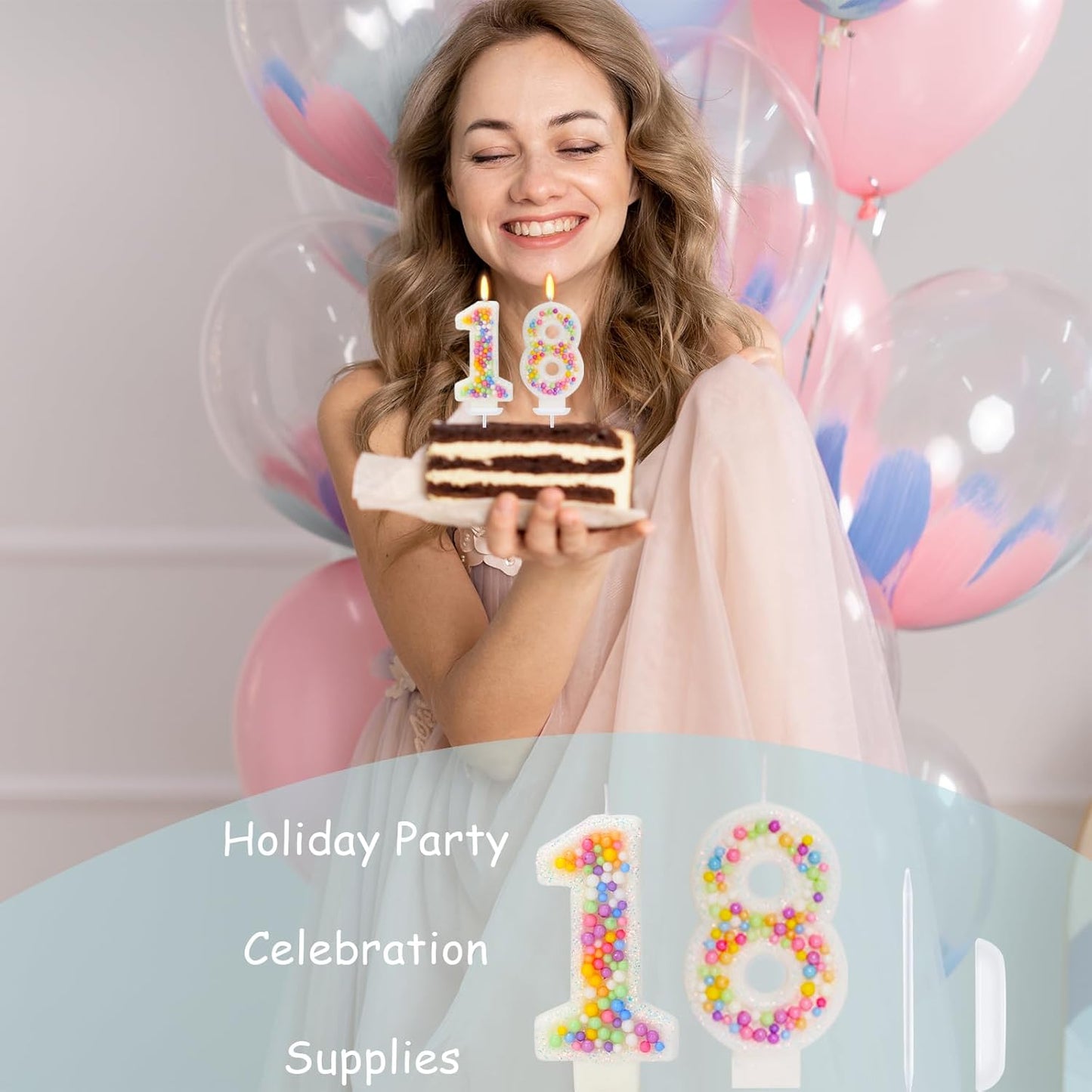 18th Birthday Candle for Cake, Colorful Macaron Numeral Candles for Boys/Girls, Theme Birthday Party Cake Decorations, Cake Topper for Birthday Party Supplies (Number 18)