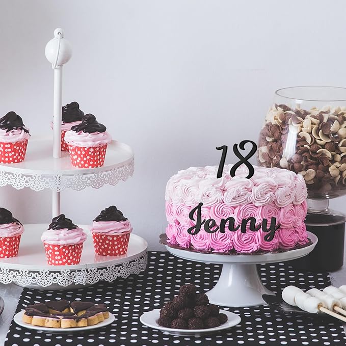 Jspupifip 128 Pcs Acrylic Alphanumeric Cake Topper Diy Cake Decoration with Mirror Gold Number 0-9 and Alphabet A-Z Personalized Cake Picks Decor(black)