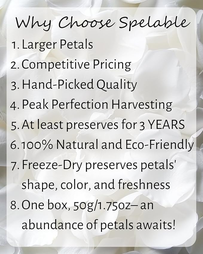 REAL Rose Petals, Pearl White Freeze-Dried Petals 1.75oz Biodegradabel Wedding Natural Confetti, Perfectly Preserved Flower Petals for Table Decorations