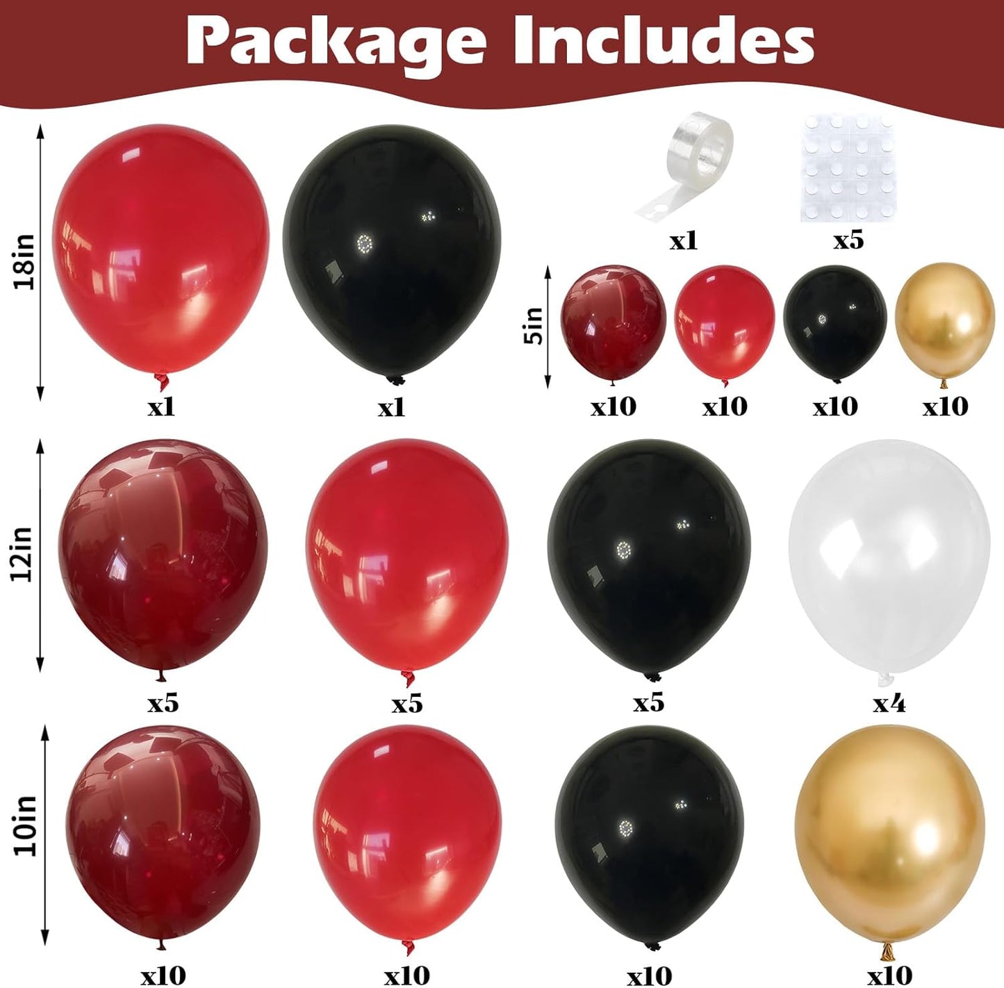 Maroon Gold Black Balloons Arch Red Burgundy Gold Balloons Garland Fantasy Theme Birthday Party New Year Graduation Decoration Transparent Latex Helium Balloon Metallic Casino Balloon