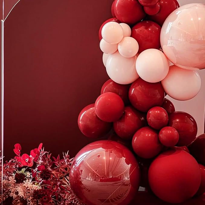 105pcs Ruby Balloons 12inch Party Latex Balloons for Boys Girls Birthday Baby Shower Gender Reveal Wedding Sunflower Party Decorations
