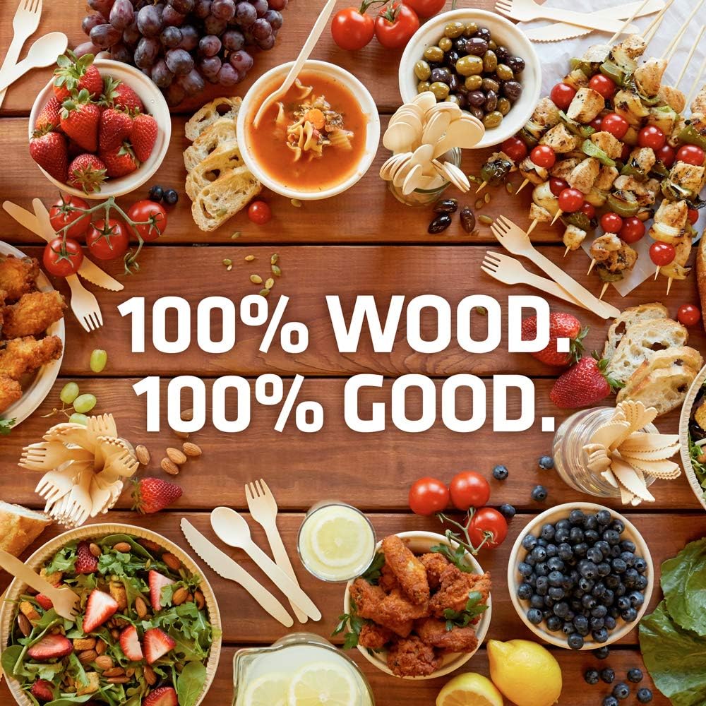 Disposable Wooden Cutlery Set - 100% Home Compostable - 2000 Spoons 6.5", Bamboo Utensils Alternative, Eco-Friendly, Organic, Sustainable and Carbon Neutral Certified