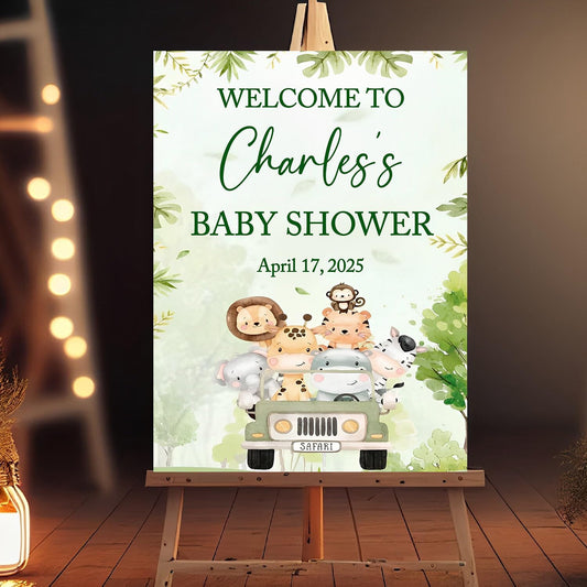 Personalized Baby Shower Welcome Sign, Rustic Style, 12x8 inches, Plastic, Free Standing, Baby Showers, Birthdays, Indoor/Outdoor Decoration