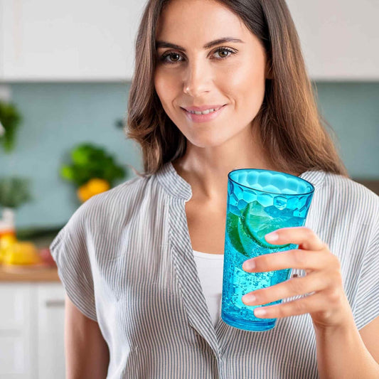 Amazing Abby - Iceberg - 24-Ounce Plastic Tumblers (Set of 8), Mixed-Color High-Balls, Reusable, Stackable, BPA-Free, Shatter-Proof, Dishwasher-Safe