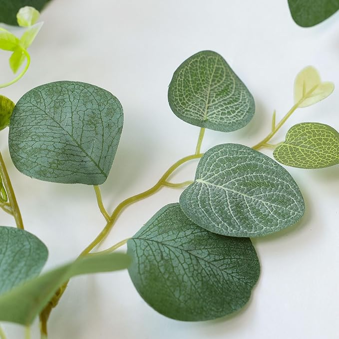 Mizii 2 Strands Artificial Vines Eucalyptus Garland 68" Fake Vine with Silk Leaves Green Garland Faux Hanging Plants Greenery Decoration for Bedroom Room Table Centerpieces Wedding Decor (Greenery)