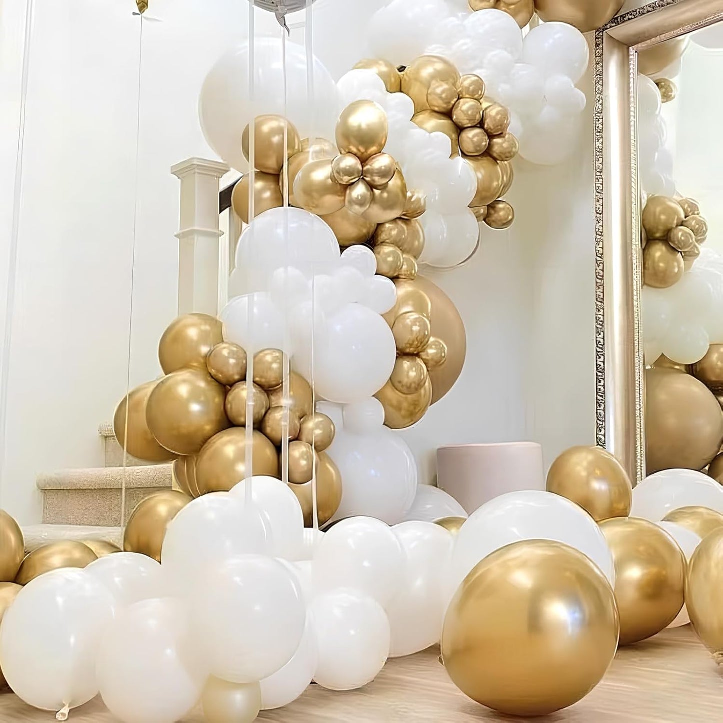 Gold Metallic Chrome Latex Balloons, 150pcs 5 inches Round Helium Gold Metallic Chrome Balloons for Birthday Baby Shower Wedding Birthday Party Decorations