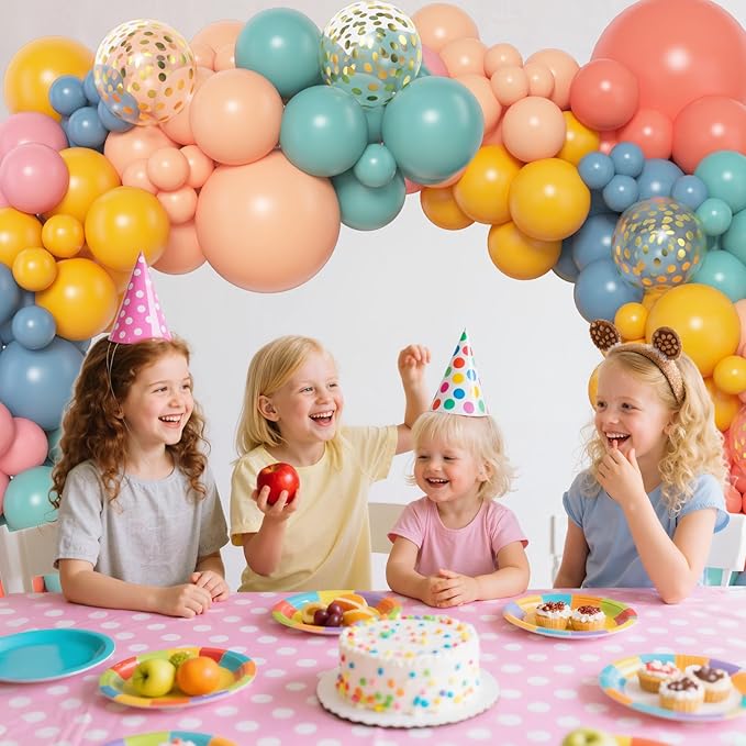 Amandir 153pcs Boho Balloon Arch Garland Kit, Different Sizes 18 12 10 5 inch Dusty Blue Blush Pink Rainbow Balloons for Here Come the Son Baby Shower Colorful Dinosaur Boho Birthday Party Decorations