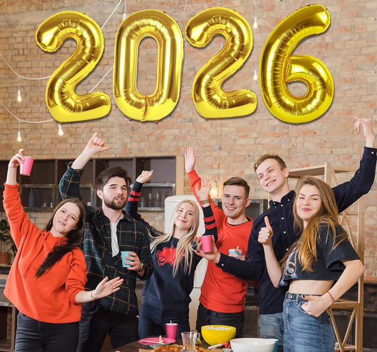 2026 Balloon - Gold Birthday Number Balloons, 40 Inch Large Foil Balloons for Men Women Boys Girls Gold Themed Birthday Decorations,Number 2026 Balloon
