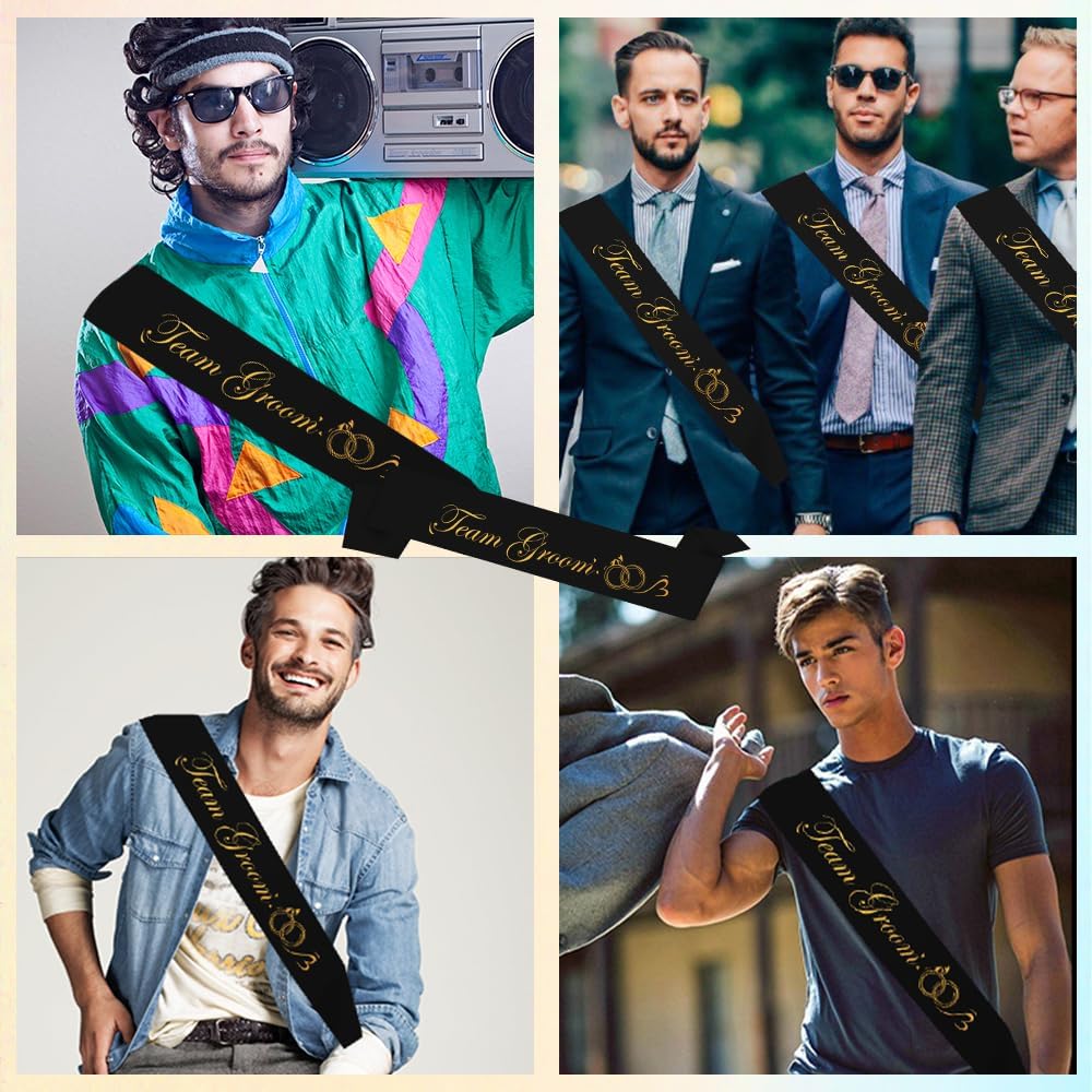 Groomsman Sash - Black Sash Wedding Accessories for Groomsmen & Bachelor Party Decorations & Favors