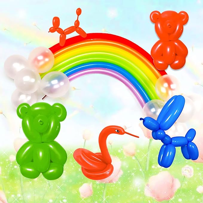 260 long balloons for balloon animals 100 Pack Thickening Latex Modeling Long Magic Balloons Twisting DIY Animal Balloon for Beginners Children's Party Carnivals Party Decorations (green balloon)