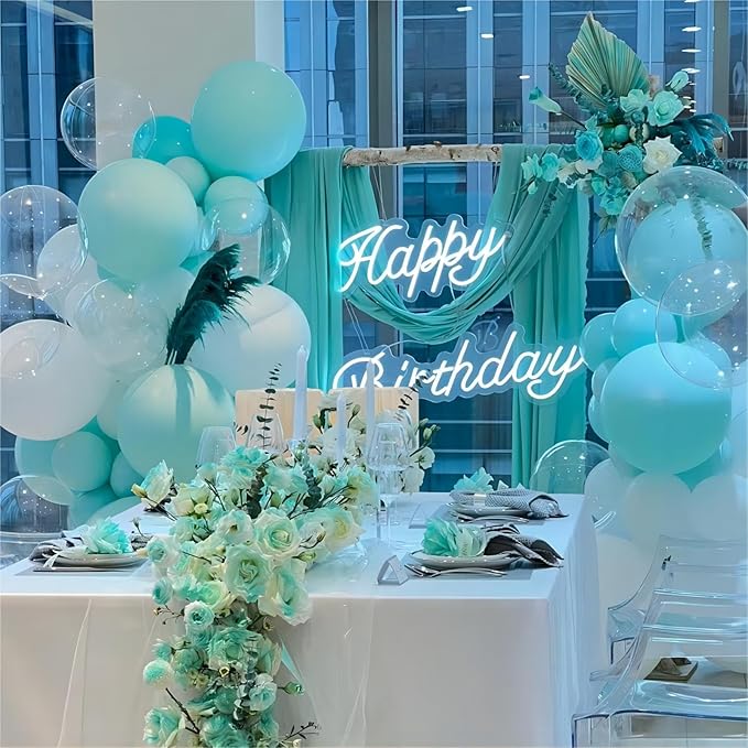 Teal Blue Balloons, 140pcs 18 12 10 5 Inch Different Sizes Pack Party Latex Balloons for Birthday Halloween Holiday Balloon Garland as Party Decorations
