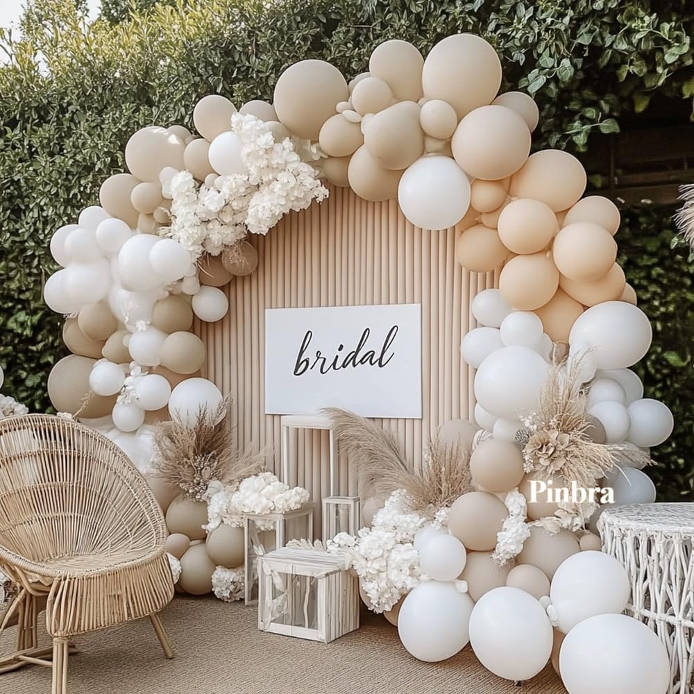 White Balloon Arch Double Stuffed White Sand Cream Beige Balloon Garland Kit Neutral Nude Balloons for Boho Baby Shower Bridal Shower Wedding Baptism Party Decorations