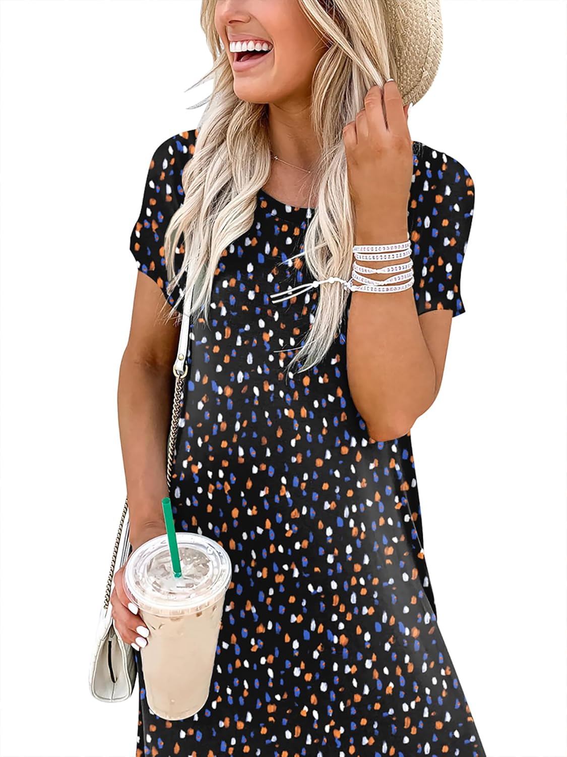 ANRABESS Womens Summer Maxi Dress Short Sleeve Casual Loose Long T Shirt Dresses Split Vacation Beach Sundress Travel Outfits