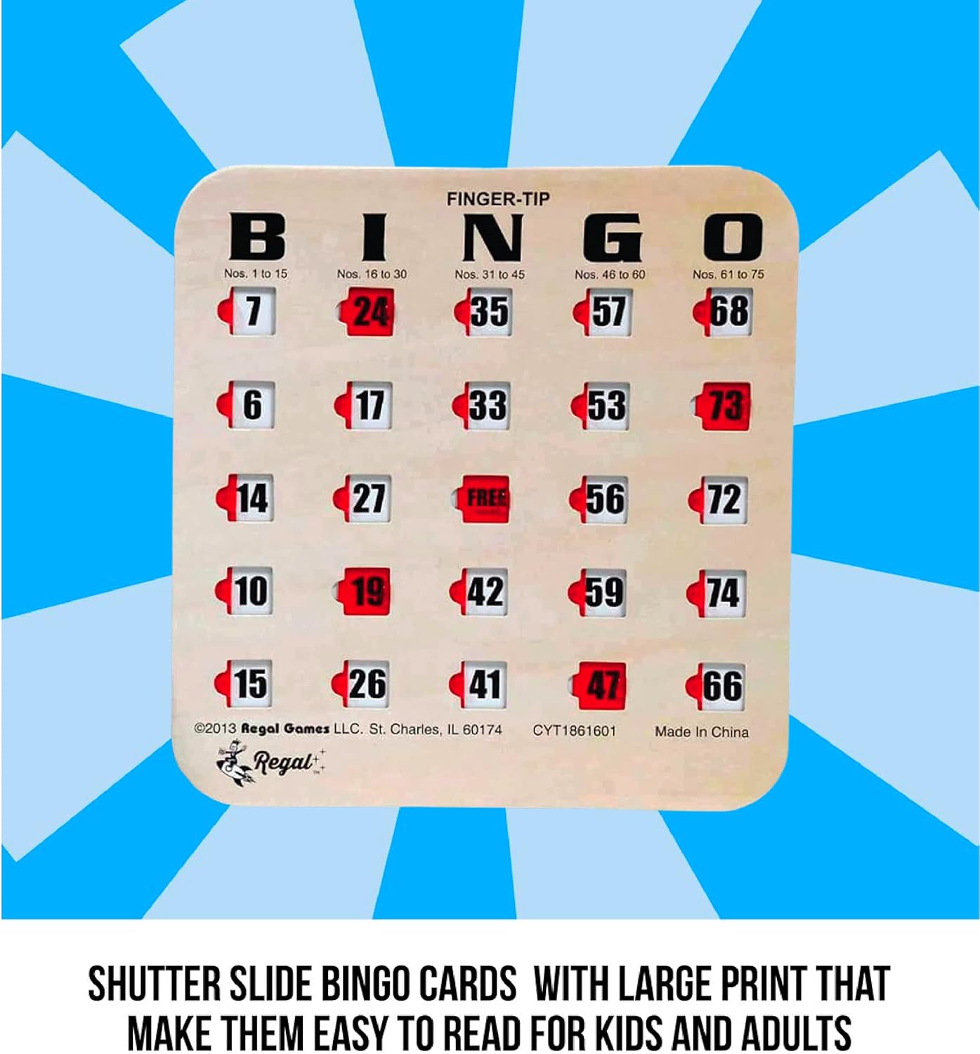 Regal Bingo Bulk Bingo Cards with Sliding Windows - Reusable Large Print Bingo Game Cards for Adults Large Group - 200 Pack, Woodgrain