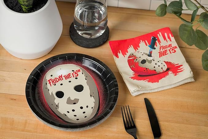 Silver Buffalo Friday the 13th 32 Pack Partyware Disposable Paper Plates and Napkins