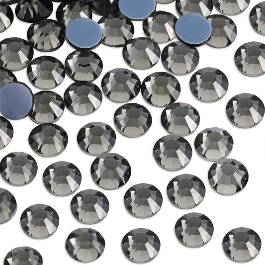 Beadsland Hotfix Rhinestones, 288pcs Flatback Crystal Rhinestones for Crafts Clothes DIY Decoration, Black Diamond,SS30,6.3-6.5mm