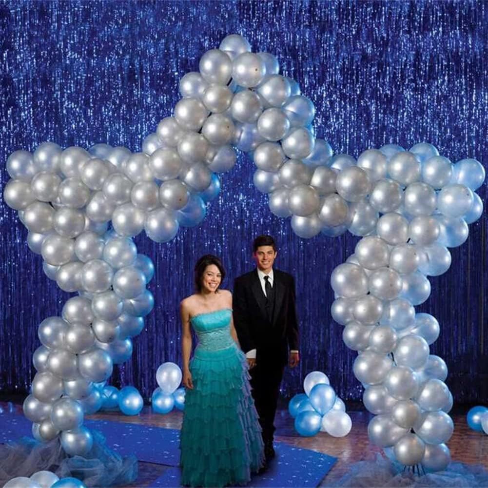 2PCS Tinsel Fringe Backdrop Party Decor Foil Curtain Party Decorations for Birthday Holiday Celebration Graduation Baby Shower Engagement Bachelorette Wedding Photo Booth Props(Sparkle Blue)