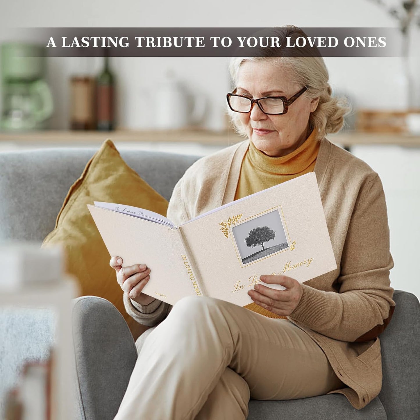 Lanpn Funeral Guest Book for Memorial Service, in Loving Memory Book for Funeral with Table Sign, Funeral Favors Sign in Books with Open Window for Guests Celebration of Life Guest Book, Blue