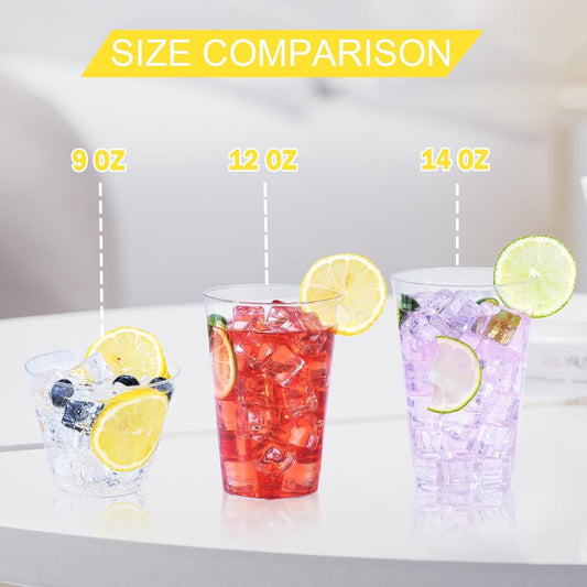 300 Pack 9 oz Clear Disposable Plastic Cups, Clear Plastic Cups Tumblers Cocktail Glasses, Disposable For Holiday, Wedding, Party