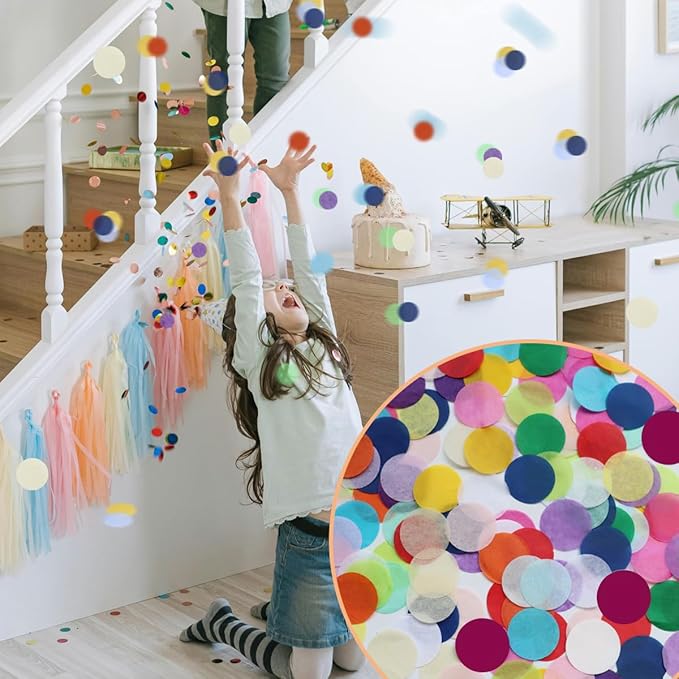 10000 Pieces 1 Inch Round Tissue Paper Confetti, 3.5 oz Multicolor Round Tissue Confetti, for Weddings, Anniversaries, Arts Craft DIY Scrapbooking (20 Colors)