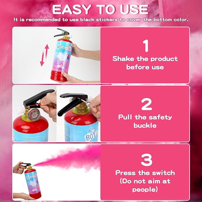 Gender Reveal Fire Extinguisher, 2 Pack Girl Gender Reveal Ideas Party Decor, Biodegragable Gender Reveal Party Supllies (Extra Large)