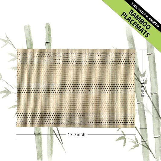 ANDSTAR Set of 8 Pcs Bamboo Placemats Natural Anti-Slip Bamboo Placemats Washable Heat-Resistant Table Mats for Dining Room and Kitchen(Beige)