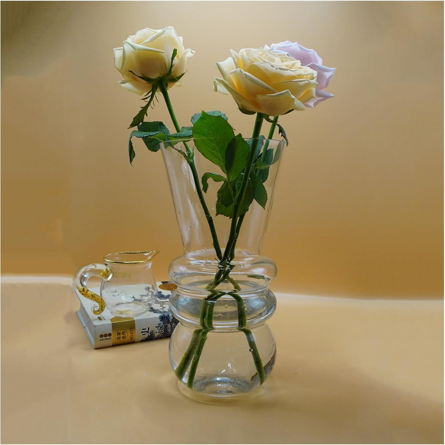 10-inch Tall Glass vase, a Simple and Sturdy Flower Container, Perfect for Dining Tables, Living Room and Table Placement (White)