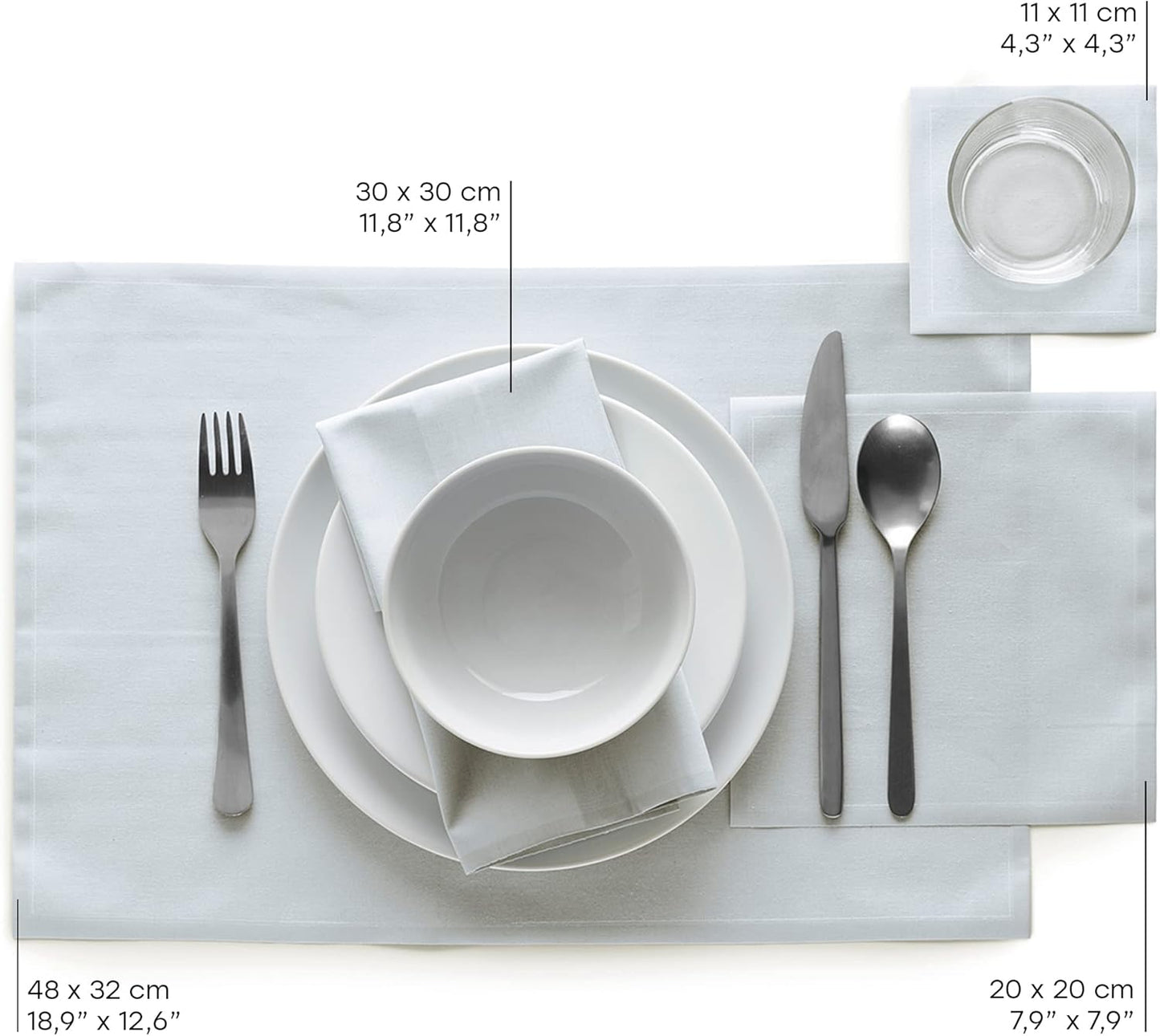 Cotton Cocktail Napkin - 4.3 x 4.3 in - 50 units per roll - Pearl Grey