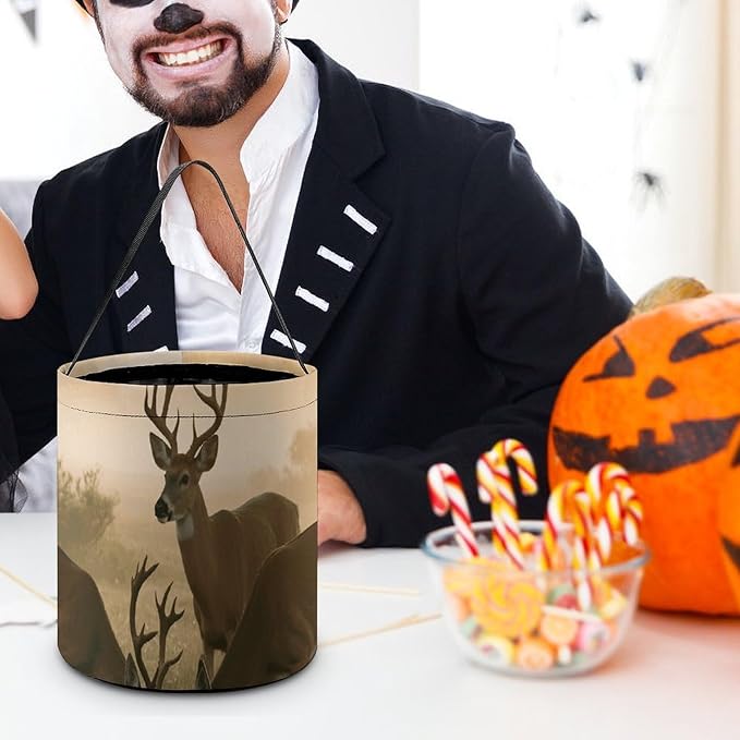 Halloween Candy Bucket - Deer Grass Hunting Trick Or Treat Candy Bag, Gift Bag for Party Favor Supplies