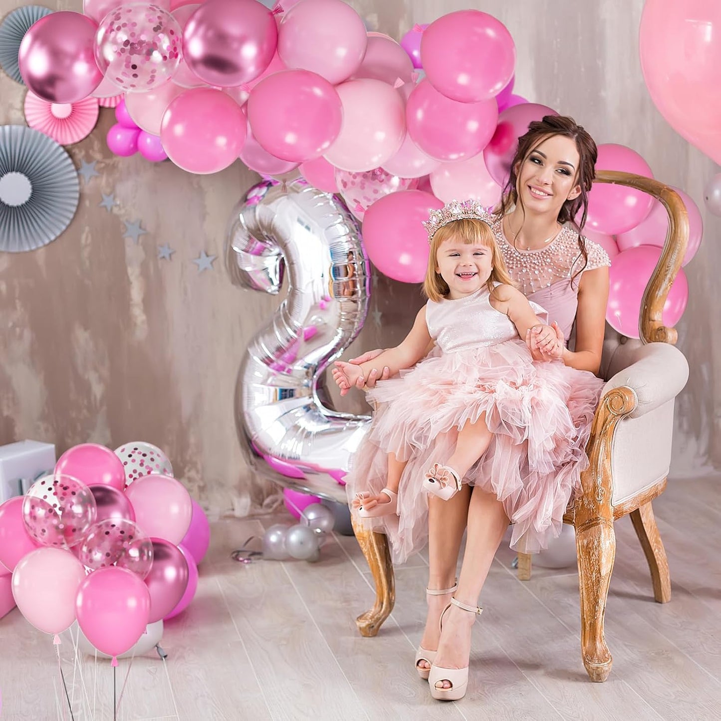 50pcs Pink Balloons Kit - 12 Inch Assorted Metallic Pastel Macaron Light Pink Balloons & Confetti Balloons for Birthday, Baby Shower, Anniversary, Wedding, Valentine’s Party Decorations