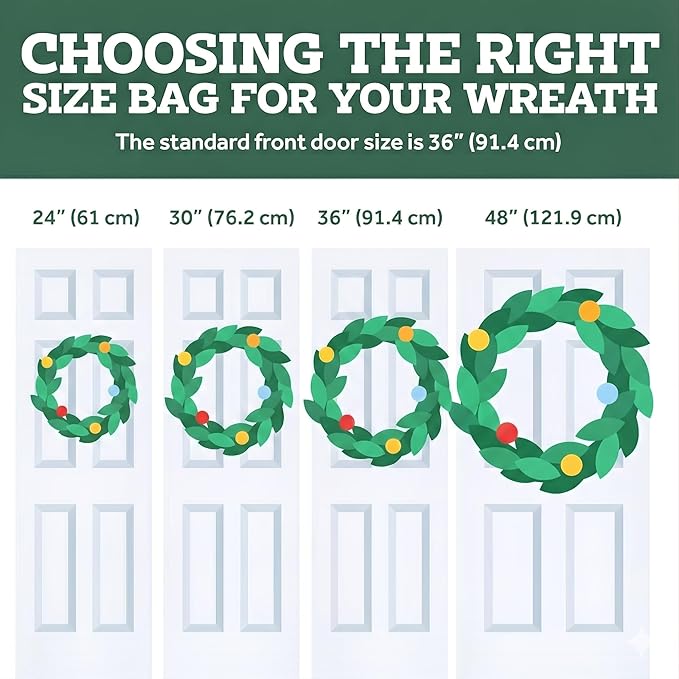 ZOBER 2 Pack Oxford Christmas Wreath Storage Container 48 Inch - Wreath Bag for Artificial Wreaths Box - Waterproof Fabric, Dual Zippered Wreaths Storage Bag With Strong Durable Handles - Black