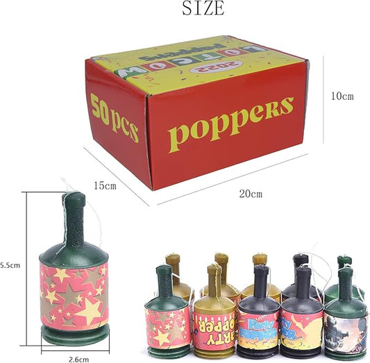 50Pcs Mini Confetti Party Poppers for Wedding, Birthday, Graduation, Baby Shower - Safe Kids' Fun Party Supplies, Christmas & Halloween Decorations