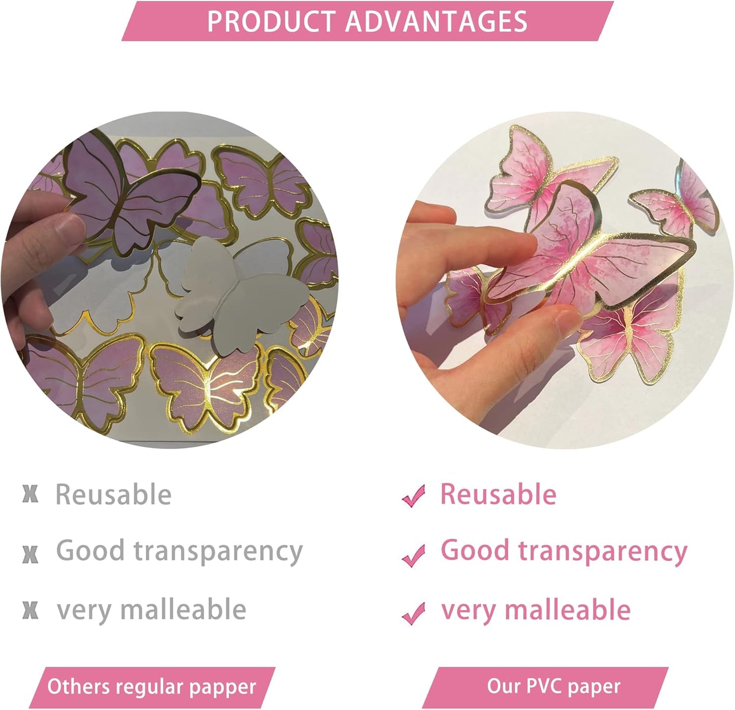 11-Piece Purple Butterfly Cake Toppers Set: Happy Birthday Metal Gold Cake Topper & Decorations
